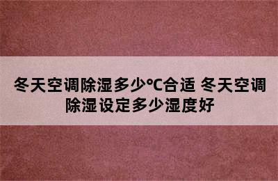 冬天空调除湿多少℃合适 冬天空调除湿设定多少湿度好